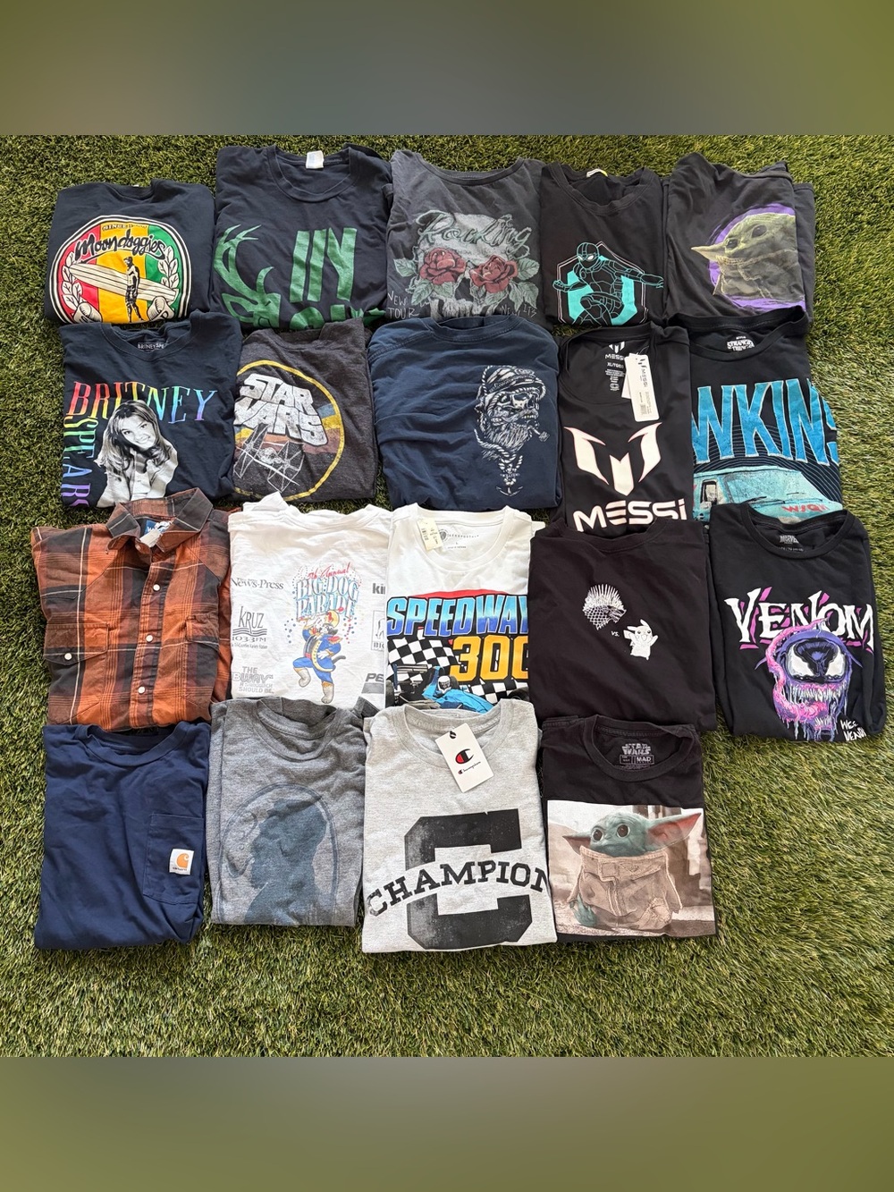 Bundle of 19 shirts. A mix of new tags and used.